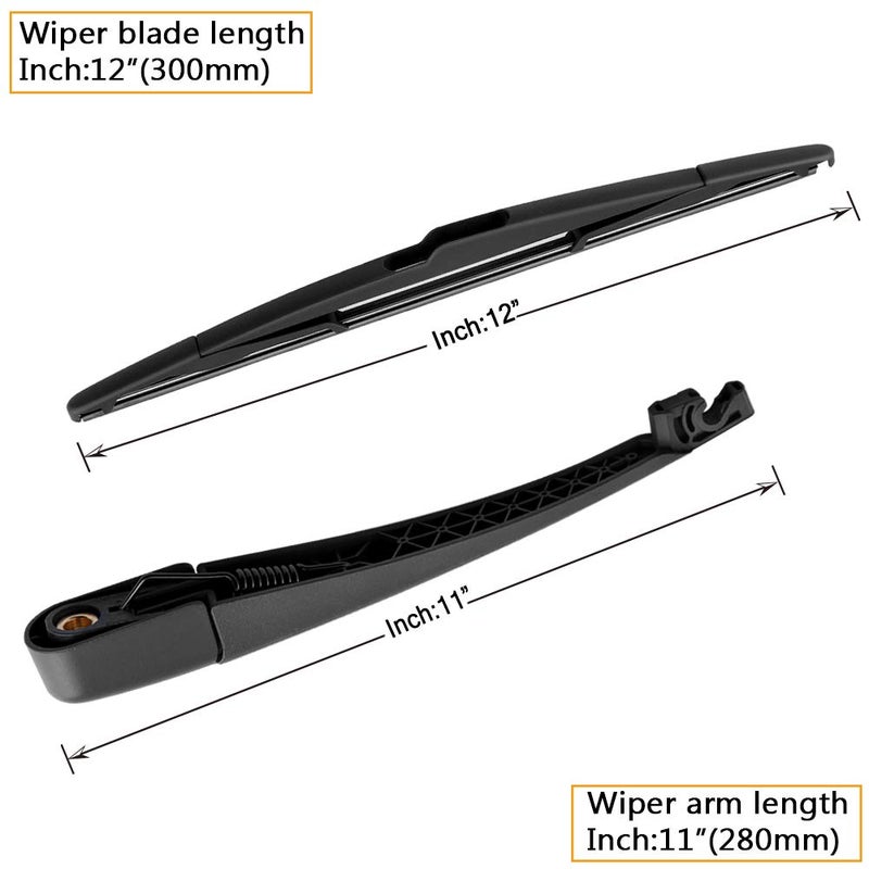 AUTOBOO Rear Wiper Blade arm for Tucson2010-2015,Kia Sportage 2011-2016 -Premium All-Season Original Equipment Replacement 12" (Pack of 2) - Image 2